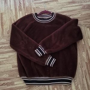 NWT Zara fuzzy sweatshirt with striped banding at